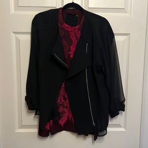 Black Jacket 18 Lane Bryant with fuschia lace tank xxl Maurice’s worn once